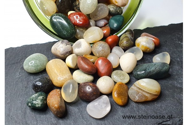 Bunte NATUR Mischung Trommelsteine 'KLEIN' 100g